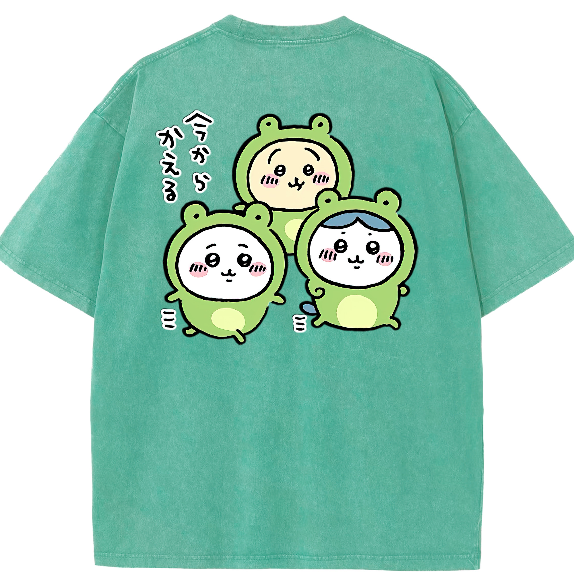 （画像用） ちいかわ ハチワレ Chii-kawa hachiware 綿100% ヴィンテージ風 半袖Tシャツ（背面プリント）